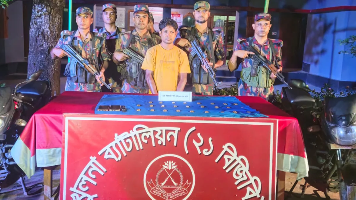 যশোরের শার্শায় দুই মোটরসাইকেল থেকে ২৬টি স্বর্ণের বার উদ্ধার, আটক-১