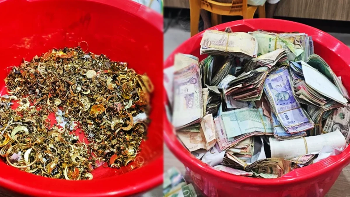 পাগলা মসজিদের দানবাক্সে পাওয়া স্বর্ণ-রুপার ওজন নির্ধারণ