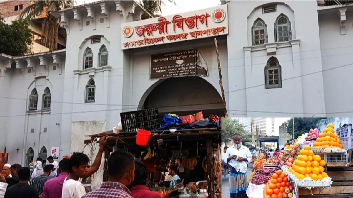 উচ্ছেদের পর আবারও দখলে ঢাকা মেডিকেলের সামনের ফুটপাত